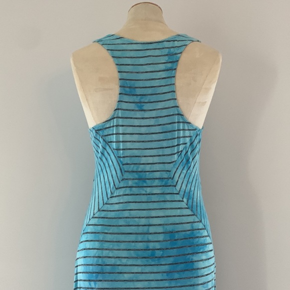 BUFFALO Capri blue, long, striped, high-low maxi dress, racer back. L - Picture 6 of 14